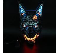 Fyearfly Maschera per il viso con lupo a LED, per Halloween, accessorio per feste