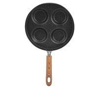 Fyearfly Padella antiaderente a quattro fori per cucinare facilmente la colazione, manico in legno, durevole