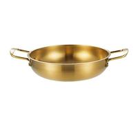 Fyearfly Padella antiaderente con manico a doppio anello, 1350 ml, in acciaio inox per una facile cottura, oro