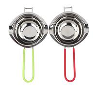 Fyearfly Pentola per sciogliere burro, cioccolato, formaggio, in acciaio inox, facile da pulire, resistente al calore, 2 pezzi, 400 ml, verde e rosso