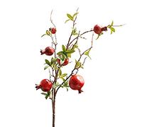 Fyearfly Ramo di bacche artificiali di melograno, 6 teste di frutta sintetica rossa con steli pieghevoli per decorazione domestica, centrotavola, matrimoni, feste