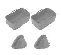 Fyearfly Set di 2 fodere rettangolari in silicone per friggitrice, antiaderenti, facili da pulire, compatibili con Ninja DZ201 8QT