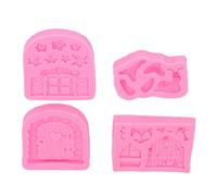 Fyearfly Set di 4 stampi in silicone vintage a forma di giardino delle fate, motivo porta e funghi, stampi unici per cioccolatini creativi per la casa