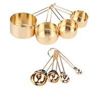 Fyearfly Set di 8 cucchiai dosatori in acciaio inox, utensili da cucina color oro rosa, misurazione precisa per la cottura, accessori da cucina durevoli ed eleganti