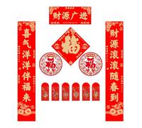 Fyearfly Set di coppie anno del cavallo 2026, kit di decorazioni per Capodanno cinese con stampa in lamina d'oro, benedizioni di buon auspicio per porte del festival di primavera e pergamene