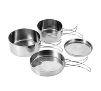 Fyearfly Set di pentole da campeggio, in acciaio inox, portatile, per cucinare all'aperto, design durevole e salvaspazio