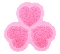 Fyearfly Stampo in silicone a 3 cavità a forma di cuore rosa per sapone, torte, cioccolato, facile rilascio, durevole
