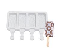 Fyearfly Stampo in silicone per gelato, 4 celle, facile rilascio, riutilizzabile, lavabile in lavastoviglie
