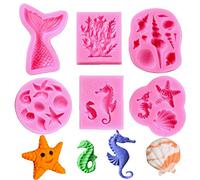 Fyearfly Stampo per fondente a tema marino, crea design unici a forma di conchiglia e coda di sirena senza sforzo