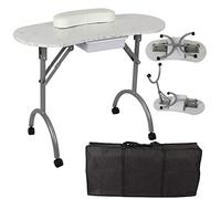 Fyearfly Tavolo per manicure portatile, piano pieghevole in alta densità, tavolo per nail art con custodia per il trasporto, ideale per l'uso in salone a casa o in viaggio, disponibile con