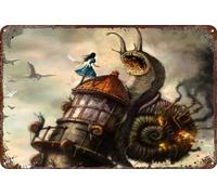 FYELVO Alice Madness Returns - Targa decorativa in metallo per soggiorno, bar, 30,5 x 20,3 cm