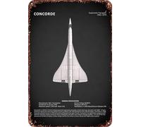 FYELVO Concorde Poster retrò divertente targa in metallo, decorazione da parete per la casa, 20,3 x 30,5 cm