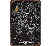 FYELVO Derby County Pride Park St Poster Game Retro Divertente Targa in metallo Targa in latta, Decorazione da parete per esterni e casa, 20,3 x 30,5 cm