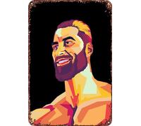 FYELVO Giga Chad Meme Wpap Popart Vintage Metal Tin Signs Retro Garage Sign Poster Man Cave Decor 20,3 x 30,5 cm