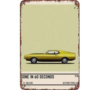 FYELVO Gone in 60 Seconds Car Vintage Metal Tin Signs Retro Garage Signs Poster Movie Sign Man Cave Decor 20 × 30,5 cm
