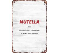 FYELVO Nutella - Targa vintage in metallo retrò per garage, cartello da uomo, decorazione per grotta, 20,3 x 30,5 cm