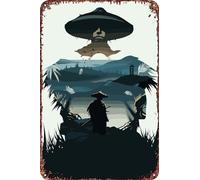 FYELVO Poster retrò divertente in metallo con fantasma di Tsushima, cartello in metallo, decorazione da parete per esterni e casa, 20,3 x 30,5 cm
