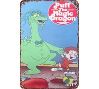 FYELVO Puff, il drago magico, poster retrò divertente in metallo, decorazione da parete per la casa, 20,3 x 30,5 cm
