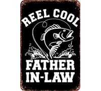 FYELVO Reel cool fishing fatheri Metal Art of Writing Tin Signs Retro Garage Signs Movie Poster Sign Man Cave Decor 20 × 30,5 cm