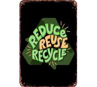 FYELVO Ridurre Riutilizzo Riciclare Metallo Arte di Scrivere Targhe di latta Retro Garage Segni Film Poster Cartello Man Cave Decor 20 × 30 cm