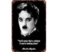 FYELVO Targa decorativa in metallo con citazioni di Charlie Chaplin a tema anime, per soggiorno, bar, 30,5 x 20,3 cm