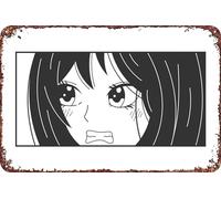 FYELVO Targa in metallo con motivo anime Angry Asian Girl Anime retrò divertente targa in metallo, decorazione da parete per esterni e casa, 20,3 x 30,5 cm