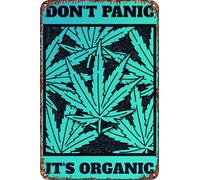 FYELVO Targa in metallo con scritta in lingua inglese "Don't Panic Its Organic 420", stile retrò, per garage, film, decorazione per grotta, 20,3 x 30,5 cm
