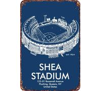 FYELVO Targa in metallo con scritta in lingua inglese "Shea" STADIUM BLUEPRINT retrò, divertente, decorazione da parete per esterni e casa, 20,3 x 30,5 cm