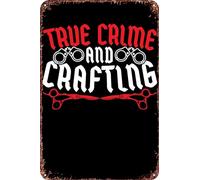 FYELVO Targa in metallo con scritta "True Crime Podcast" e film misterioso, divertente, decorazione da parete per la casa, 20,3 x 30,5 cm