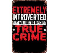 FYELVO Targa in metallo con scritta "True Crime Podcast" e film misterioso, divertente, decorazione da parete per la casa, 20,3 x 30,5 cm