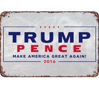 FYELVO Trump Pence 2016 Poster militare retrò divertente in metallo, decorazione da parete per la casa, 20,3 x 30,5 cm