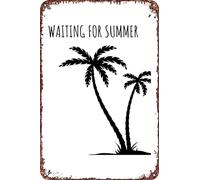 FYELVO Waiting for Summer Metal Art of Writing Signs Retro Garage Signs Poster Movie Sign Man Cave Decor 20,3 x 30,5 cm