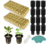 Fyeme Hydroponic Cubes - Set di 72 vasi idroponici per piante idroponiche con lana di roccia, coltivazione con 10 m, filo per stoppini autoirrigante in cotone per idroponica