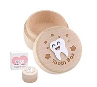 Fyfjur Porta Dentini Da Latte, Scatola Porta Dentini Da Latte Da Legno Con Disegno Dei Denti in Acrilico, Scatolina Dentini Da Latte Bambino Per Le Ragazze Con I Denti Da Latte