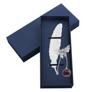 Fyfjur Segnalibro, Metallo Piuma argentata Segnalibro con Blu confezione Regalo con Ciondolo a Farfalla, Regalo di San Valentino per Lei, Segnalibri per Donne, Madri, Insegnanti