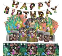 FYFLYMT 82 pezzi Stoviglie Compleanno Masha,Decorazioni Masha Compleanno