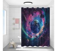 FYFMUSHE Tenda da doccia colorata con pianeta spaziale per bagno, paesaggio meraviglioso, impermeabile, in poliestere, con 12 ganci, decorazione per la privacy della vasca da bagno, 183 x 183 cm
