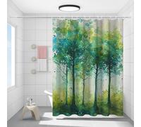 FYFMUSHE Tenda da doccia colorata per bagno, moderna pianta verde foresta pittura impermeabile in poliestere tenda da bagno con 12 ganci, decorazione per la privacy della vasca da bagno, 183 x 183 cm