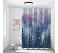 FYFMUSHE Tenda da doccia moderna con foresta nebbiosa per bagno, bella montagna innevata, impermeabile, in poliestere, tenda da bagno con 12 ganci, decorazione per la privacy della vasca da bagno, 183