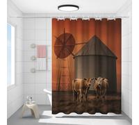 FYFMUSHE Tenda da doccia moderna con mucca, per bagno, animali della fattoria naturale, fienile occidentale, impermeabile, in poliestere, con 12 ganci, decorazione per la privacy della vasca da bagno