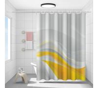 FYFMUSHE Tenda da doccia moderna e semplice, per bagno, con immagine a linee gialle e bianche, impermeabile, in poliestere, con 12 ganci, decorazione per la privacy della vasca da bagno, 183 x 183 cm