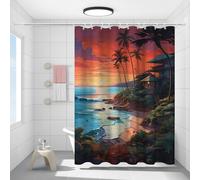 FYFMUSHE Tenda da doccia moderna per bagno, valle tropicale, natura, tramonto, cottage, impermeabile, in poliestere, con 12 ganci, decorazione per la privacy della vasca da bagno, 183 x 183 cm