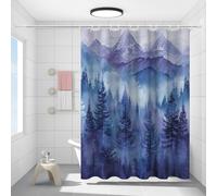 FYFMUSHE Tenda da doccia per bagno, con acquarello, foresta, nebbiosa, vintage, montagna, natura, impermeabile, in poliestere, con 12 ganci, decorazione per la privacy della vasca da bagno, 183 x 183