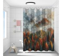 FYFMUSHE Tenda da doccia rustica per bagno, mistica nebbiosa, montagna innevata, impermeabile, in poliestere, con 12 ganci, decorazione per la privacy della vasca da bagno, 183 x 183 cm