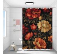 FYFMUSHE Tenda da doccia vintage per bagno, rustica, natura selvaggia, botanica, floreale, impermeabile, in poliestere, tenda da bagno con 12 ganci, decorazione per la privacy della vasca da bagno