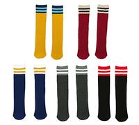Fygood - Calze alte fino al ginocchio, da bambini, unisex, a righe (Confezione da 5 paia) strisce M(4-10ans 40cm)