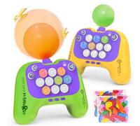 Fygurso Macchina da Gioco Portatile con Palloncini, Gioco Fidget per 2 Giocatori, Gioco di Spinta Veloce e Luminoso, Console di Gioco Puzzle per Bambini dai 6 ai 12 Anni, Adulti Giallo + Verde