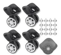 FYGZ Kit di ricambio per ruote per bagagli, 2 paia, ruote universali a doppia fila a 360°, ruote di ricambio silenziose e resistenti all'usura, resistenti all'usura, con 16 viti, Colore unico, 2 Pairs