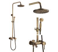 fyheast Colonna doccia antica con doccetta con miscelatore doccia in ottone e soffione regolabile in altezza 80-120 cm