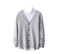 FYHTC Cardigan da Uomo in Lana Merino con Scollo a V Casual Comodo e Basico(Light Gray,XX-Large)